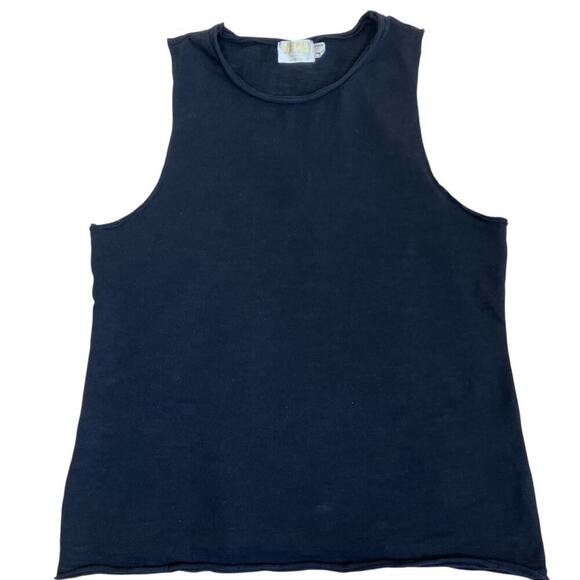 Nation LTD Basic Black Cotton Tank Top Distressed Rolled Trims Casual Minimalist - Picture 8 of 16